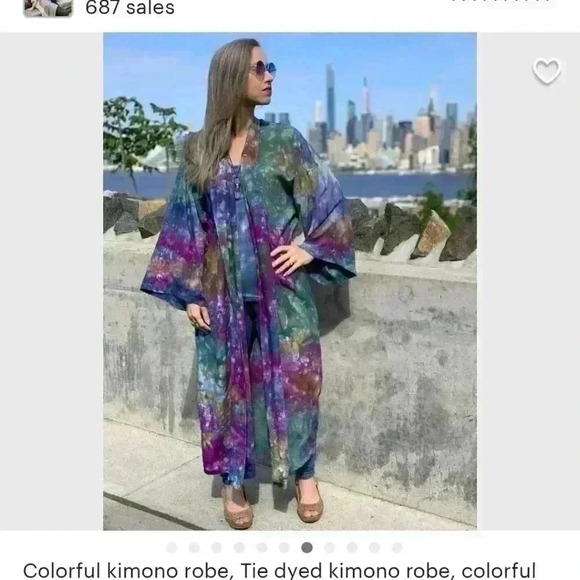 Alyson Renee NYC Tie Dye Kimono Robe One Size - Picture 3 of 8